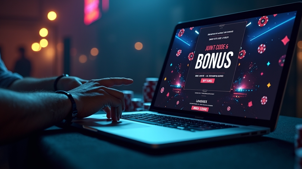 Player checking bonus codes on a casino cashier screen
