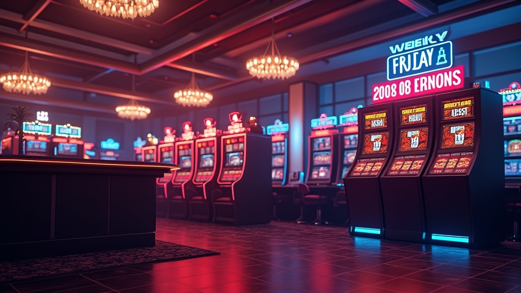 Friday bonus countdown beside glowing slot reels