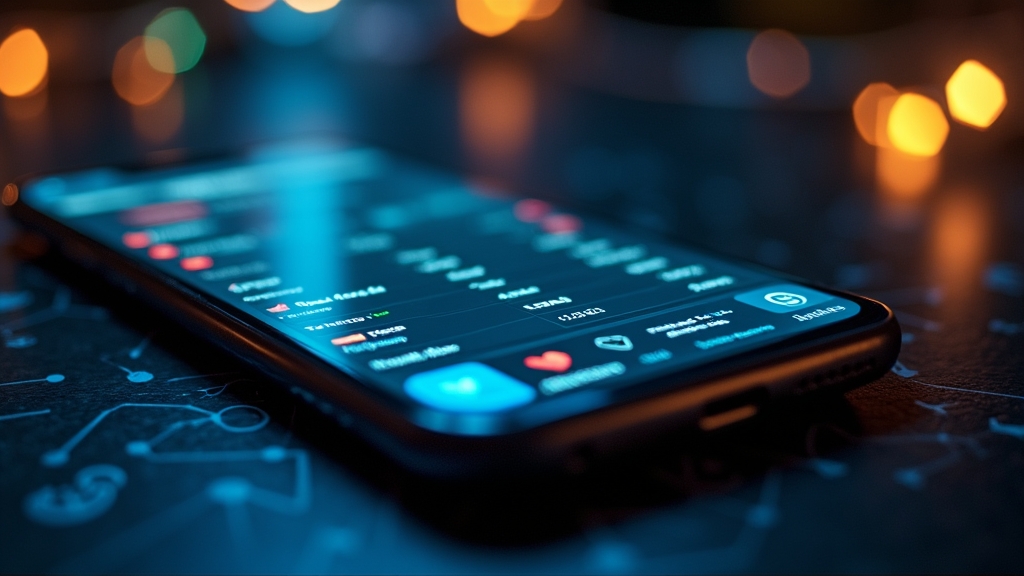 Mobile betting interface on a phone with live markets in a dark casino scene